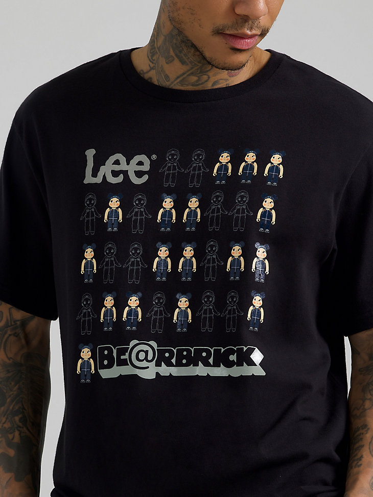 Men's Lee x BE@RBRICK and Buddy Lee Line Up Relaxed Fit Tee in Washed Black alternative view 2