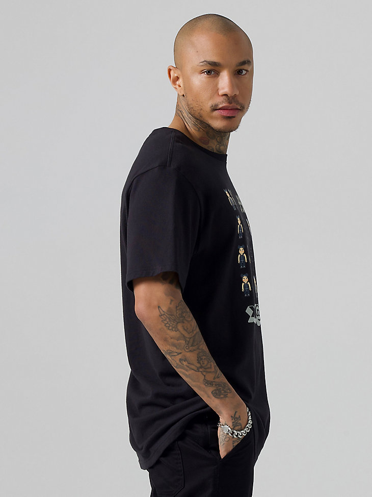 Men's Lee x BE@RBRICK and Buddy Lee Line Up Relaxed Fit Tee in Washed Black alternative view 3