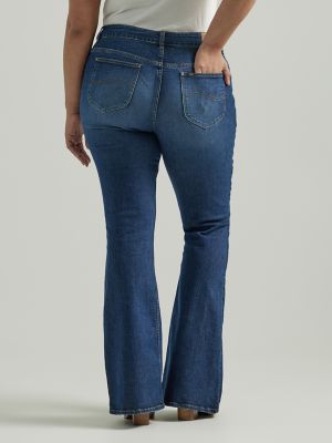 Womens Low Rise Flare Jeans - Blue