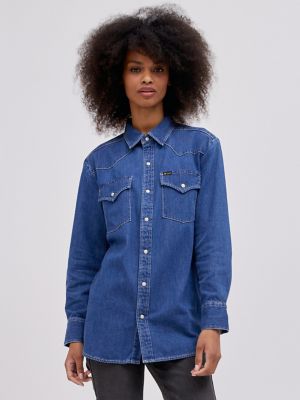 Women's Lee x Daydreamer Oversized Western Shirt in Timeless Blue