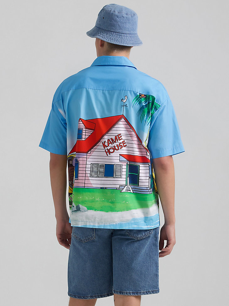 Men's Lee and Dragon Ball Z Kame House Resort Shirt in Blue alternative view