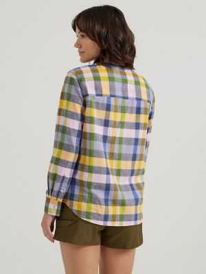 Yellow plaid best sale button down shirt