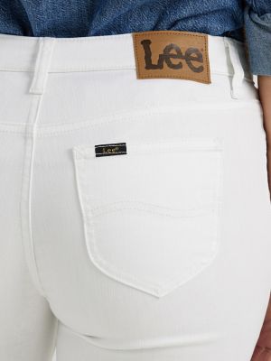 Lee Womens Dark Wash Comfort Waistband Mid Rise Straight Leg Pants Size 10  Short - Helia Beer Co