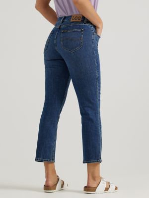 Lee Women's Capri Mid Rise Blue Denim Regular Stretch Jeans Pants 12 M NS