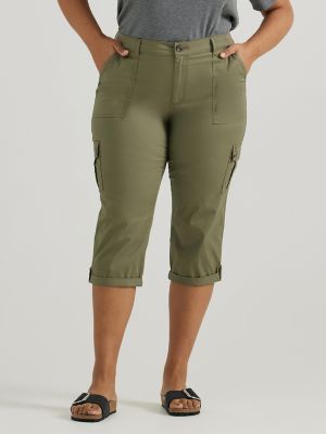 Women's Ultra Lux Comfort with Flex-To-Go Relaxed Fit Cargo Capri (Plus) in Deep Lichen Green alternative view