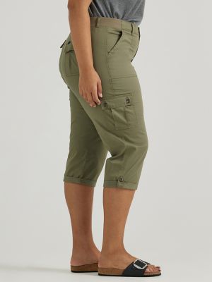 Women's Ultra Lux Comfort with Flex-To-Go Relaxed Fit Cargo Capri (Plus) in Deep Lichen Green alternative view 3