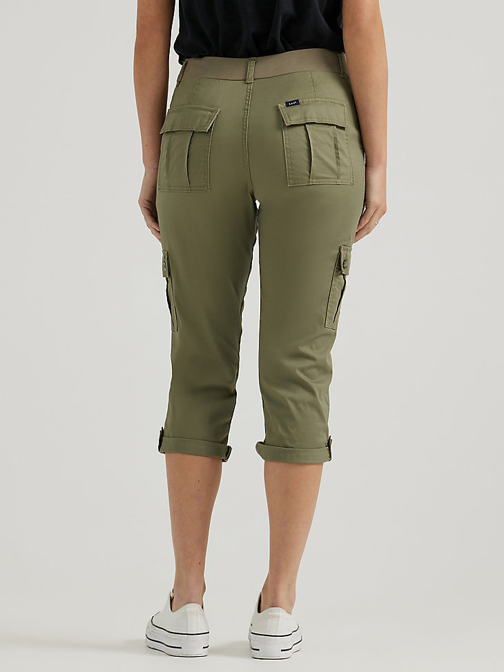 Women's Ultra Lux Comfort with Flex-to-Go Relaxed Fit Cargo Capri in Deep Lichen Green alternative view 3