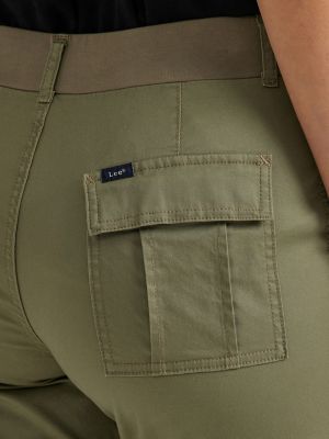 Lee Womens Solid Utility Capris 6 Khaki 