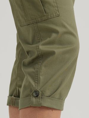 Women's Ultra Lux Comfort with Flex-to-Go Relaxed Fit Cargo Capri in Deep  Lichen Green