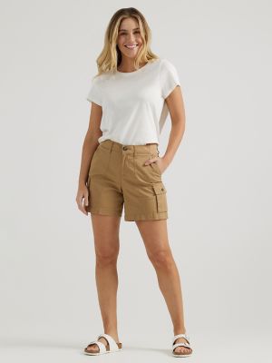 Women's Ultra Lux Comfort with Flex-to-Go Relaxed Fit Cargo Short in Settler Tan