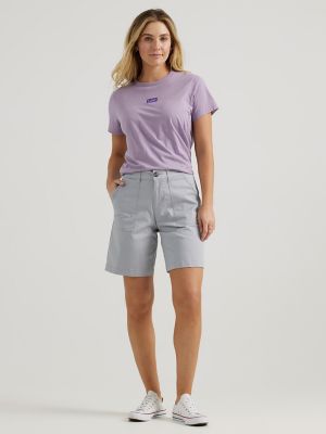 Women's Ultra Lux Comfort with Flex-To-Go Relaxed Fit Utility Bermuda in  Material Grey