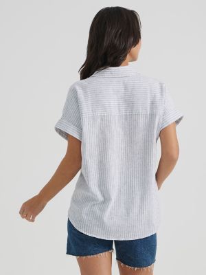 Women's Short Sleeve Stripe Utility Shirt