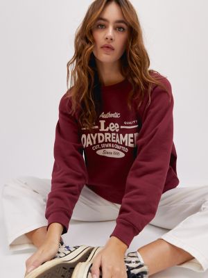 Women's Lee x Daydreamer Workwear Raglan Sweatshirt in Vintage Maroon