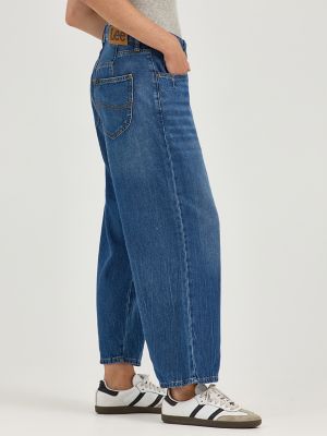 Women's Loose Crop Button-Fly Jean in Robust Blue alternative view 2