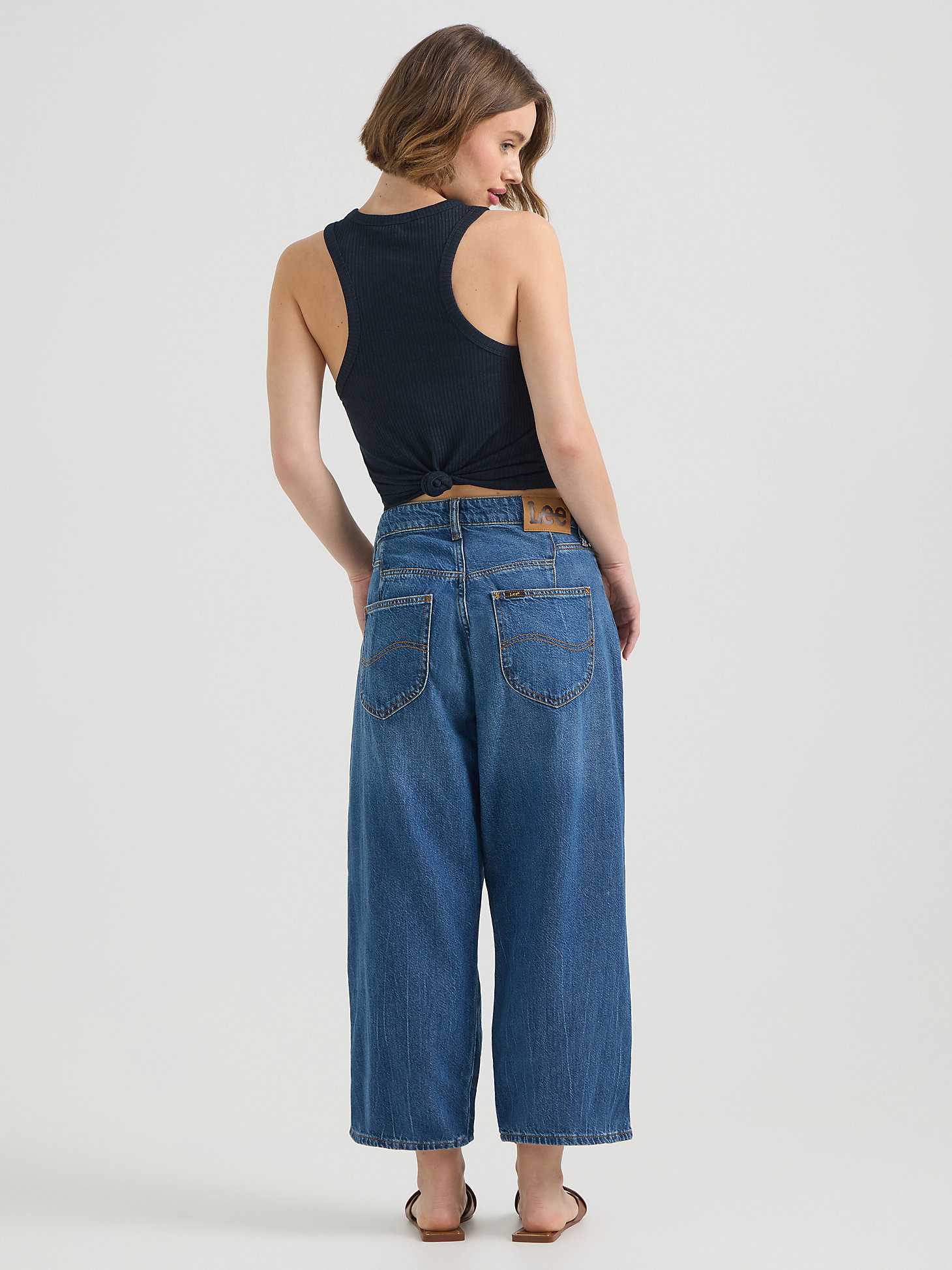 Women's Loose Crop Button-Fly Jean in Robust Blue alternative view 2