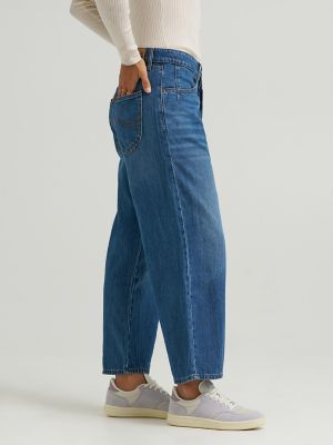 Women's Loose Crop Button-Fly Jean in Robust Blue alternative view 3