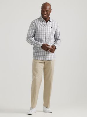 Men's Extreme Motion All Purpose Thin Line Plaid Button Down