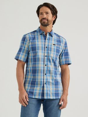 Men's Extreme Motion All Purpose Short Sleeve Plaid Button Down Shirt