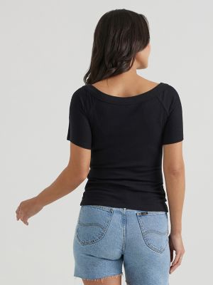 Women's Off Shoulder Top in Union-All Black alternative view