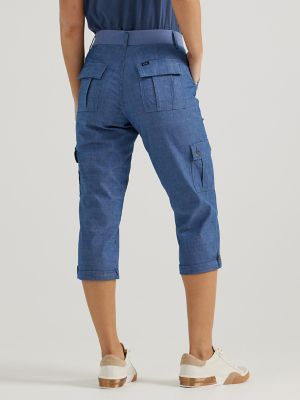 Women's Ultra Lux Comfort with Flex-to-Go Relaxed Fit Cargo Capri in Chambray alternative view 2