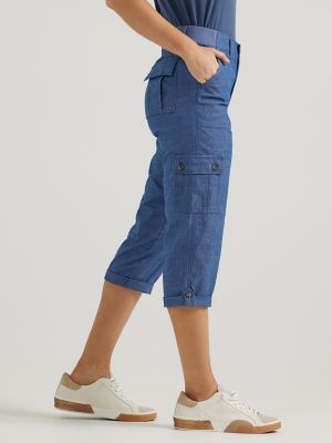 Women's Ultra Lux Comfort with Flex-to-Go Relaxed Fit Cargo Capri in Chambray alternative view 3