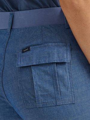 Women's Ultra Lux Comfort with Flex-to-Go Relaxed Fit Cargo Capri in Chambray alternative view 4