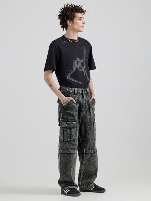 Unisex Black Baggy Cargo Jeans Y2K Hip Hop Streetwear, Slim Fit