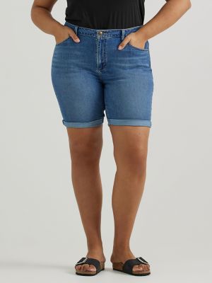 Women's High Waisted Denim Shorts Straight Leg Jean Shorts Fashion Bermuda  Shorts Raw Hem Summer Hot Pants with Pockets