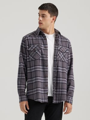 Black grey hot sale plaid shirt