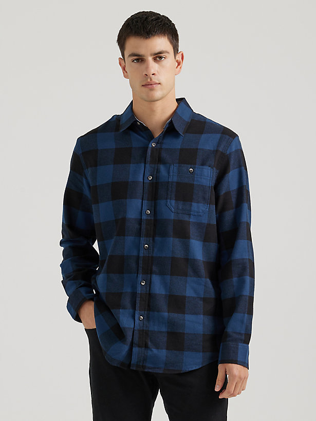 Men's Flannel One-Pocket Plaid Shirt