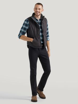 Men's Sherpa Lined Canvas Vest in Phantom