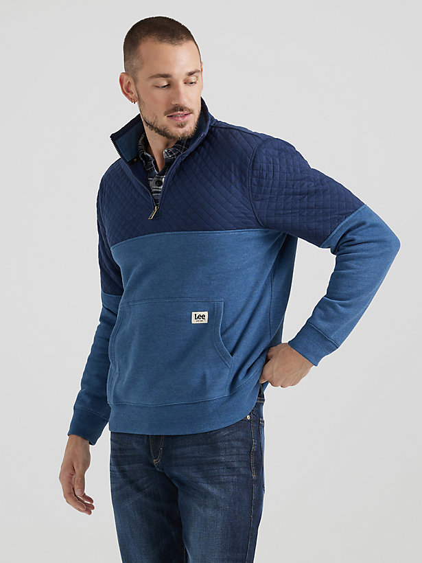 Men's Diamond Quilt Fleece 1/4 Zip Pullover
