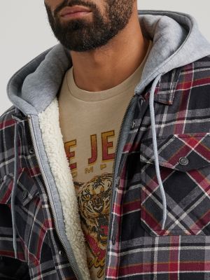 Mens hooded sherpa online flannel