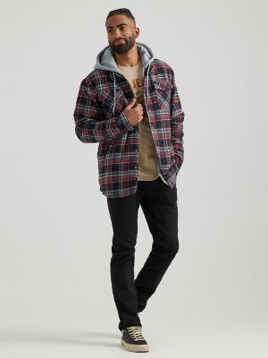 Hooded flannel sherpa online jacket