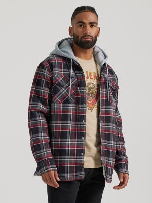 Men's Full Zip Fleece Flannel Jackets Shirt Plaid Cotton Hoodies Soft Warm  Coat for Men with Hood