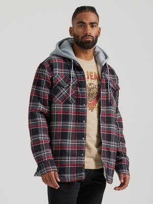 Mens hooded best sale flannel lined jacket