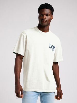 ◆LEE◆ Big Logo Man to Man Oatmeal Men's Loose Fit Logo Tee | Shirts | Lee®