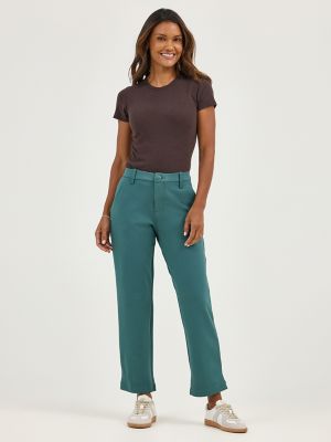 Women's Ultra Lux Comfort Any Wear Side Vent Ankle Pant in Algae main view