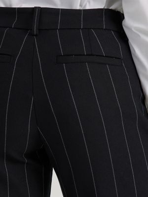 Women's Wrinkle Free Relaxed Fit Straight Leg Pant in Black Pinstripe alternative view 4