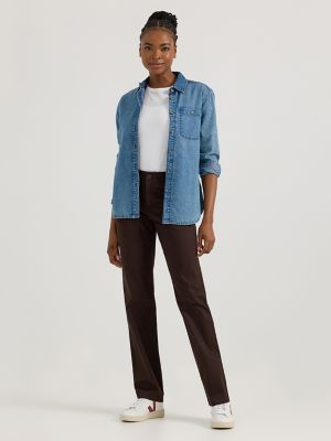 Wrinkle Free Relaxed Fit Straight Leg Pant:Espresso:12:M main view