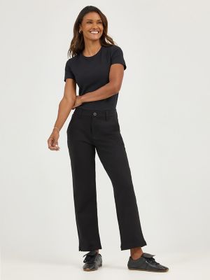 Women's Ultra Lux Comfort Any Wear Side Vent Ankle Pant in Union-All Black main view