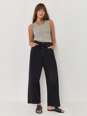 Women's Loose Crop Button-Fly Jean in Dark Memory main view