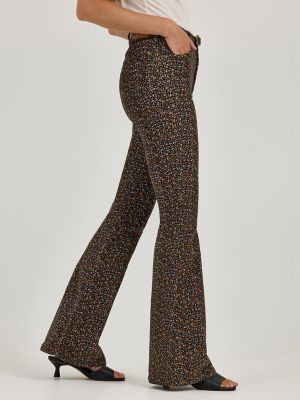 Women's High Rise Floral Print Corduroy Flare Jean in Floral Print alternative view 2