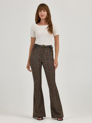 Women's High Rise Floral Print Corduroy Flare Jean in Floral Print alternative view 3