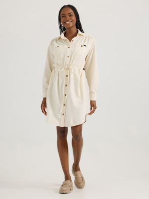 Women's Legendary Shirred Frontier Dress in Ecru main view