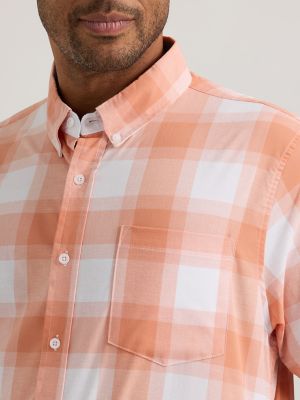 KEY Hickory Stripe Short Sleeve Zip Logger Shirt - Men's