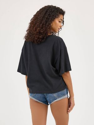 Women's Quality Denim Tiger Boxy Crop Graphic Tee in Jet Black alternative view 2