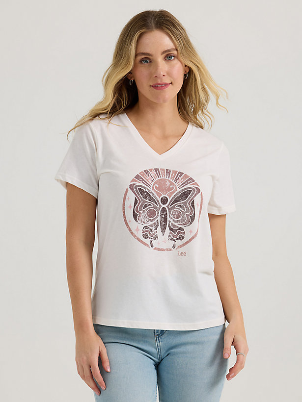 Women's Butterfly V-Neck Graphic Tee