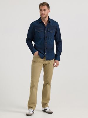 Men's All Purpose Western Denim Snap Shirt in Inky Blue Wash
