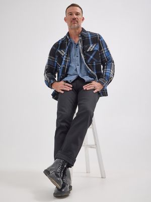 Men's Lee 101 Wool Plaid Overshirt in Black alternative view 6